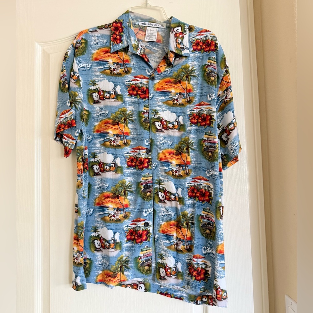 Disney Castaway Cay Small Blue Hawaiian Shirt Disney Cruise Line DCL exclusive